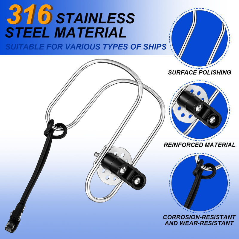 2 Pcs Life Buoy Holder, Stainless Steel Horseshoe Bracket Lifebuoy Preserver Ring Holder with Plastic Base for Standard Boat Marine
