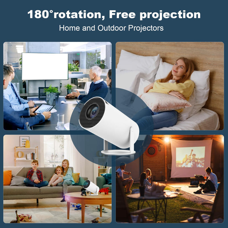 Mini Projector, HY300 PRO Portable Projector, Support 4K 1080P with Dual-Band WIFI6 5G Wireless 5.2 Bluetooth Android 13, 180° Rotatable, Auto Keystone Correction, 35"-130" Screen Video Projector HY300PRO