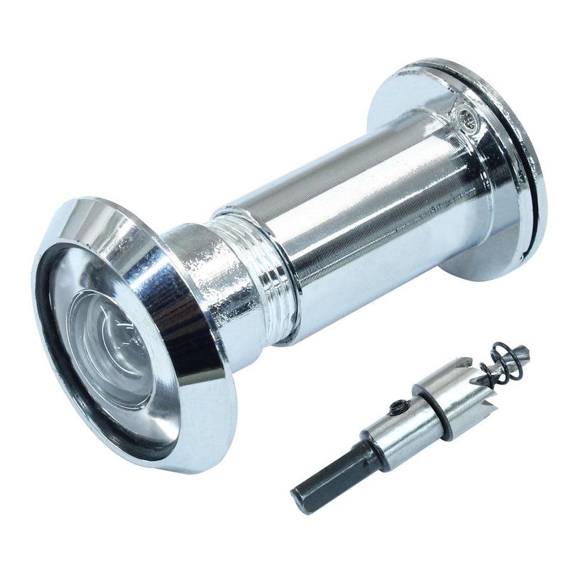 Door Viewer Peephole with Rotating Privacy Cover, Wide Viewing Angle Peep Holes with Drill Bit, Door Holes for Housing Home Hotel - 2 Pcs - Mirror Polished Chrome