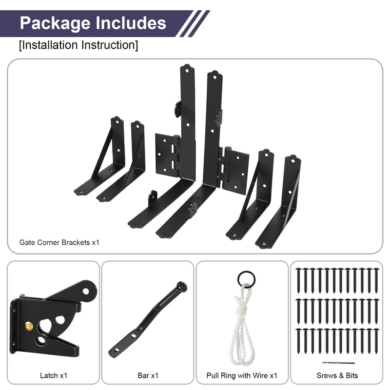 Corner Brace Bracket Anti Sag Gate Frame Hardware Kit for Wooden Fence with Latch No Sag Kit B