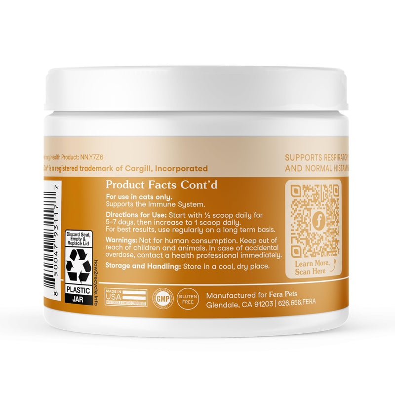 Fera Pets Lysine Powder for Cats - Immune Support Supplement with Quercetin & Postbiotics - Promotes Respiratory Health & Normal Inflammatory Response - Helps Maintain Normal Eye Health - 60 Scoops