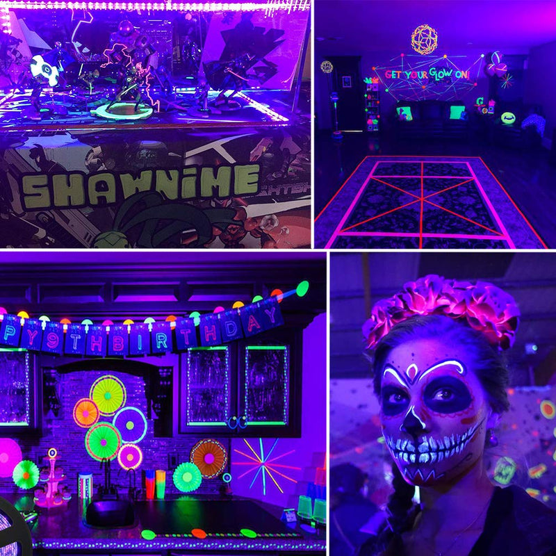 Ontesik 20ft LED Black Light Strip kit, 360 LEDs, 12V Flexible UV Black Light Installation, Family Bedroom, Party Wedding, Halloween, Dark Party, Non-Waterproof Switch control