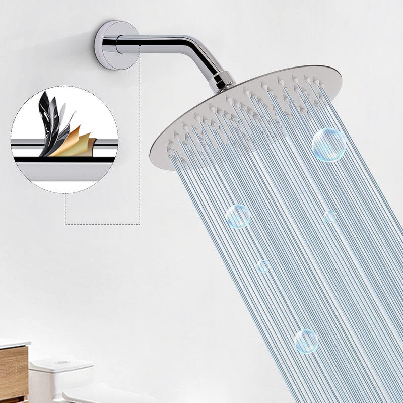 HarJue Shower Arm with Flange and Teflon Tape, Wall Mounted Shower Pipe Arm 304 Stainless Steel Extension Arm for Fixed Shower Head & Handheld Showerhead (6 Inch, Chrome) 6 Inch