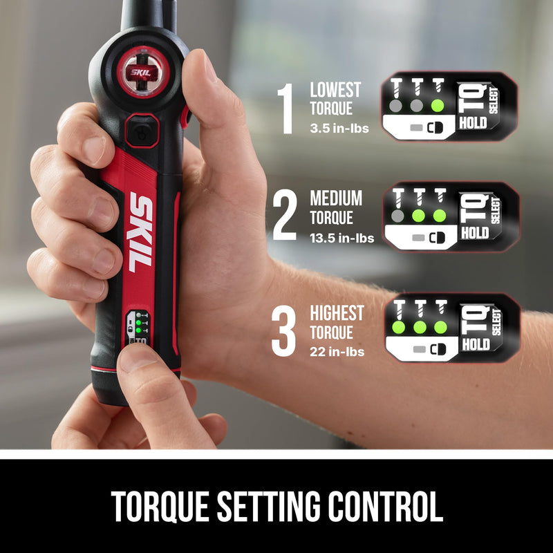 SKIL Twist 2.0 Rechargeable 4V Screwdriver with Pivoting Head, Torque Setting, USB-C Charging Cable & 2PC Bit Set-SD5619-01 No Size 4V Screwdriver_Twist 2.0 2pc Set