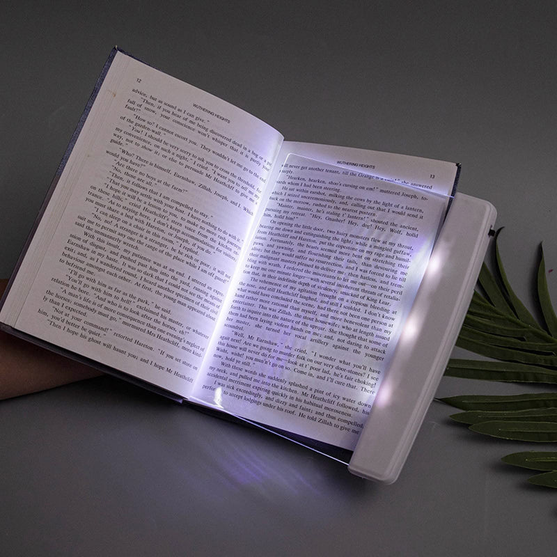 Juesi Flat Book Light for Reading in Bed at Night Clear LED Book Full Page Light Illuminator Panel Plate Lamp Board Wireless (White)
