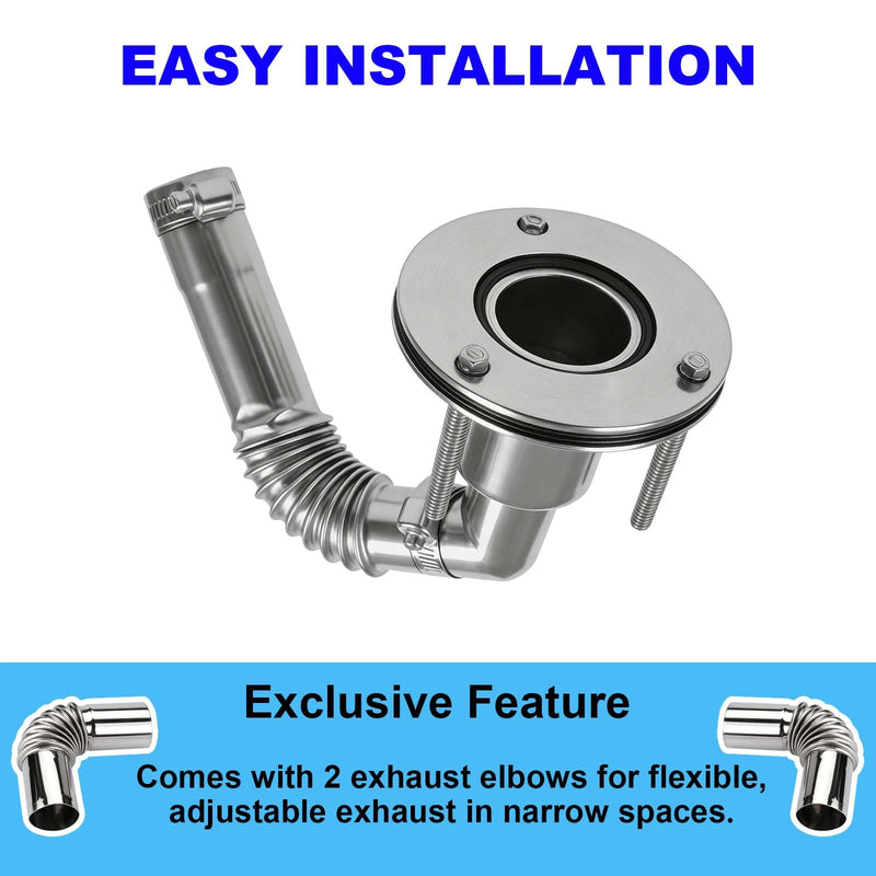 Diesel Heater Exhaust Through Wall - Bryxium 24mm Stainless Steel Thru Hull Fitting Pipe and 2 Elbow Connector Tube with 4 Clamps, Diesel Heaters Vent Port Accessories for Car Boat RV