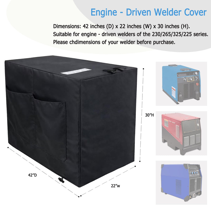 Engine Driven Welder Cover,600d Heavy-Duty Waterproof Oxford Fabric For 225/230/265/325 Engine Welder,30"Hx22"Wx42"D(Cover Only)