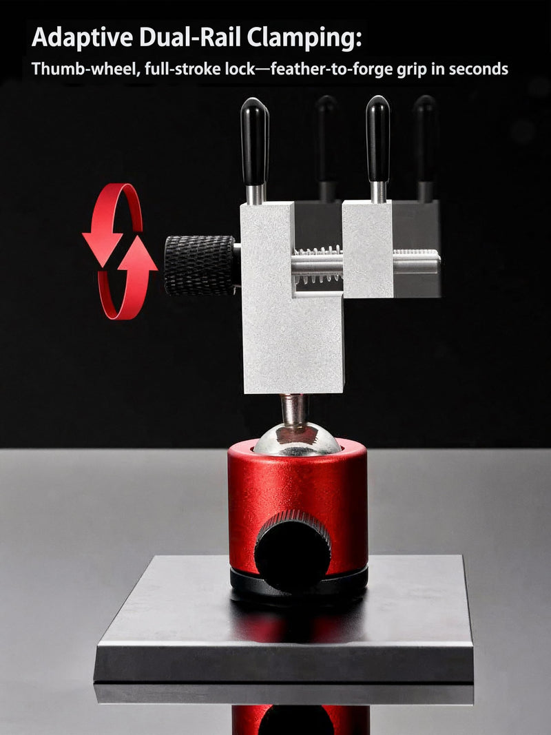 Mini Bench Vise | Small Vise – Precision Mold-Steel Hobby/Jewelers Hobby Vise, 360° Spherical Base, 6 Clamp Rods, 2.28in Opening Width, Handheld/DIY Tool for Models, Jewelry & Crafts