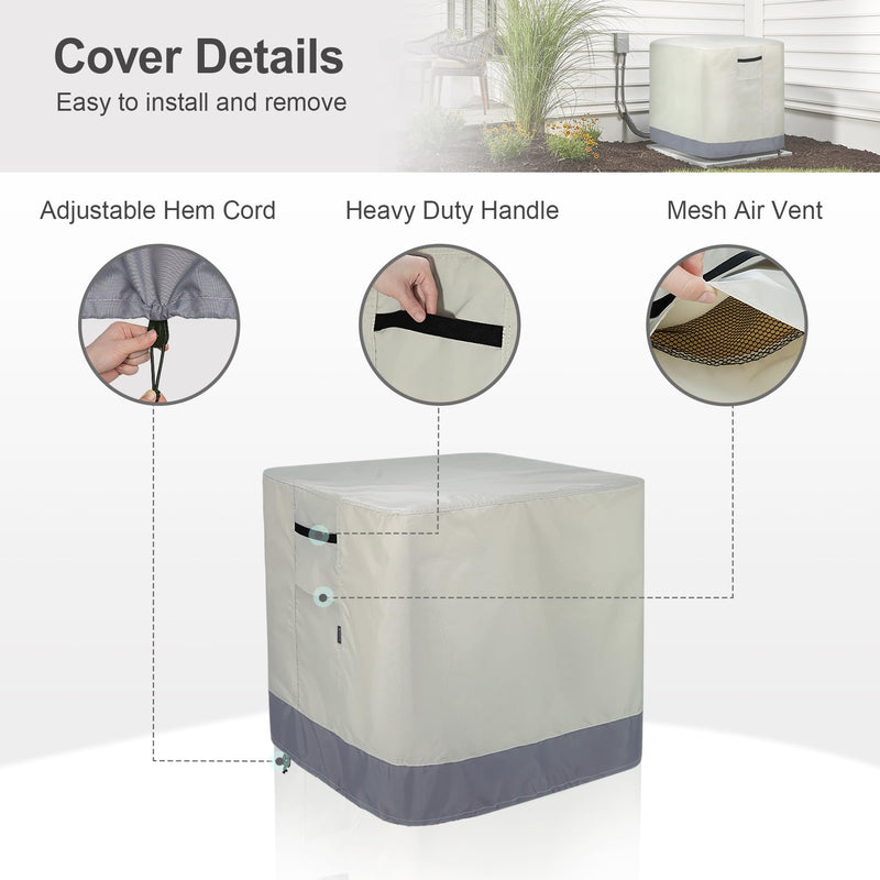 Air Conditioner Cover Fits up to 26L x 26W x 32H inch 26"x26"x32"(H) Beige