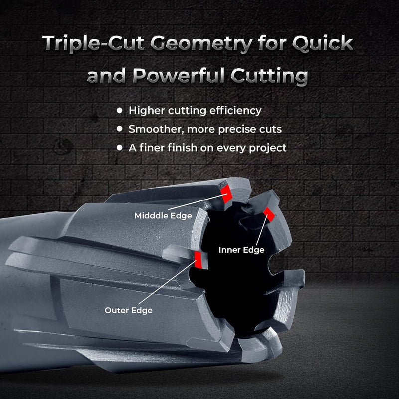 TCT Annular Cutter, 1-1/4" Diameter and 2INCH Depth, Universal Shank Compatible with 3/4" Weldon Shark and Other Standard Tool Holder 1-1/4 INCH Industrial
