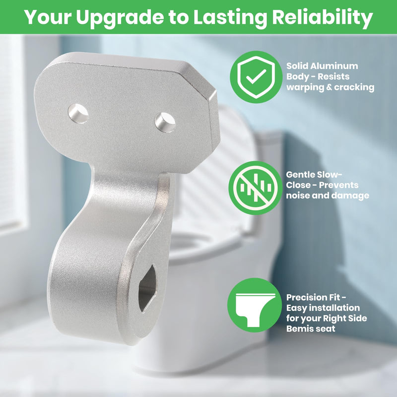 Toilet Seat Hinges Replacement for Bemis Nextstep Toilet Seat, Slow Close Hinge Bracket Silver Aluminum Material（Right Side）