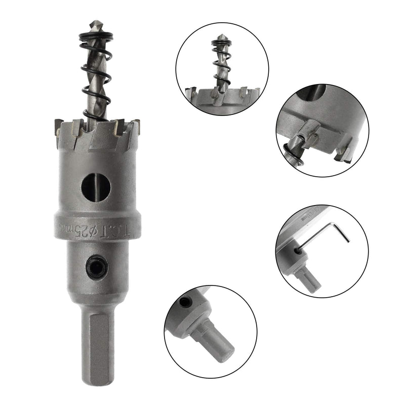 Hordion 1inch/25mm Carbide Hole Saw Cutter Drill Bit Tooth Tipped TCT Hole Cutter for Stainless Steel Sheet Metal Sheet Plastic FRP Board