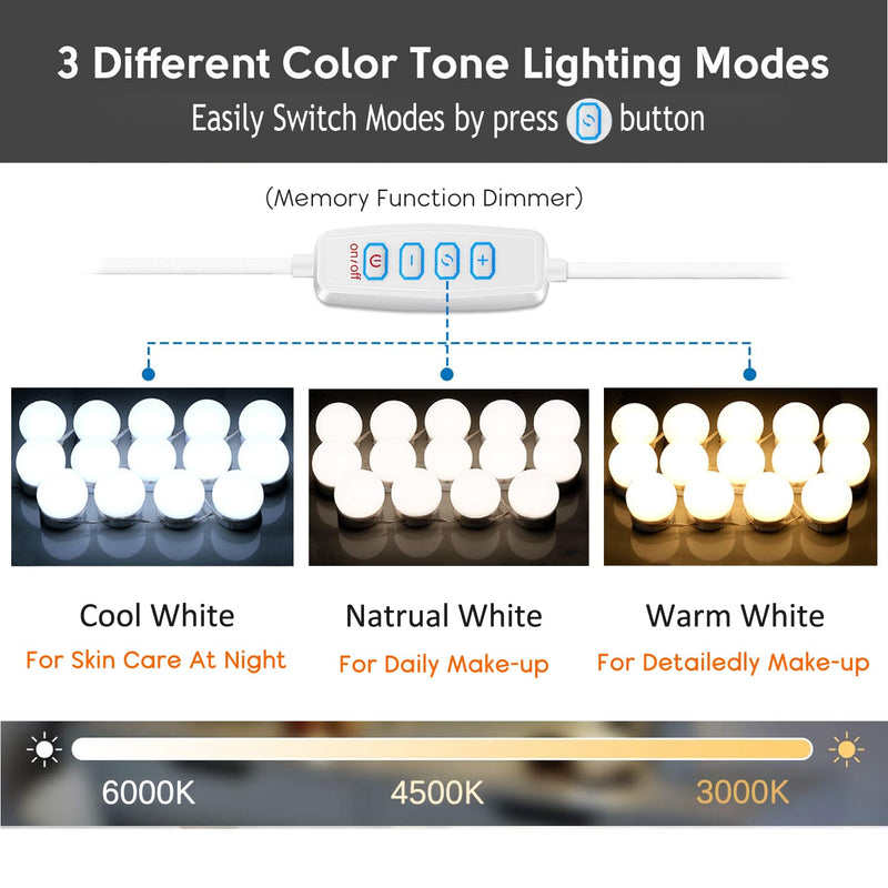 22.6ft Led Vanity Mirror Lights with 14 Dimmable Light Bulbs Makeup Vanity Lights for Big Long Mirror,Mirror Not Included