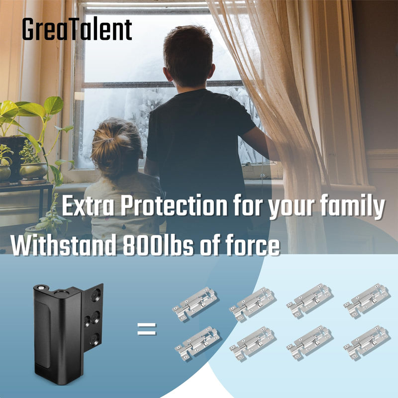 4Pack Home Security Door Reinforcement Lock Childproof, Add High Security to Home Prevent Unauthorized Entry, Aluminum Construction Finish Black Aluminum-4Pack
