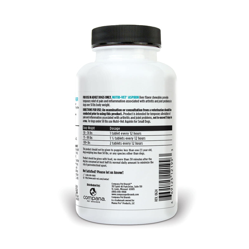 Nutri-Vet Aspirin for Dogs,Dog Aspirin,Pet Essentials,Inflammation Care,Joint Support for Seniors,Arthritis Pain Relief,300mg per Tablet,Over 50 lbs,75 Count (Pack of 2) 75 Count (Pack of 2) 300mg for Medium & Large Dogs