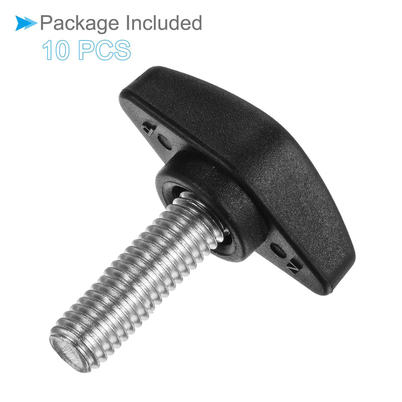 Tee Wing Knobs Thumb Screw, M8 x 20mm Male Thread, Plastic T Thumb Clamping Screw Threaded Stud Hand Knobs Grip, (Applications: for Machinery Lathes), 10-Pieces
