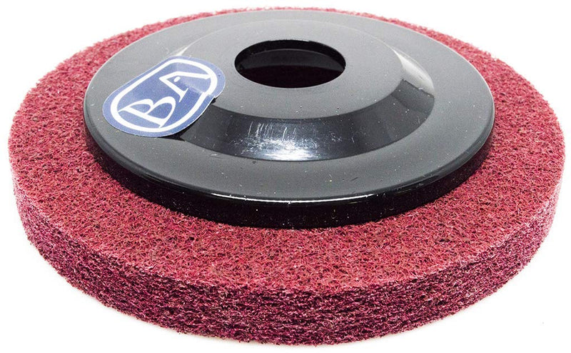 Benchmark Abrasives 4-1/2" Diameter Surface Preparation Non Woven Discs with 7/8" Arbor for Die Grinder Surface Grinding Polishing Burr Finish Rust Paint Removal (Pack of 10) (Maroon - Fine) Maroon - Fine