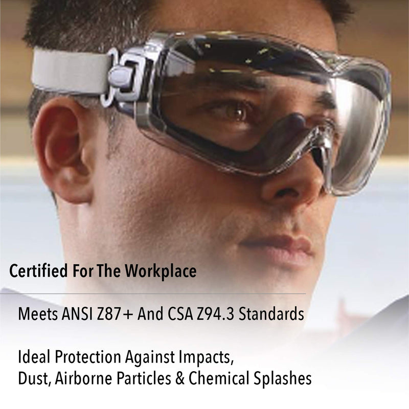 Uvex by Honeywell Stealth OTG Safety Goggles with Amber Lens, Dura-Streme Anti-Fog/Anti-Scratch Coating & Neoprene Headband (S3972D)