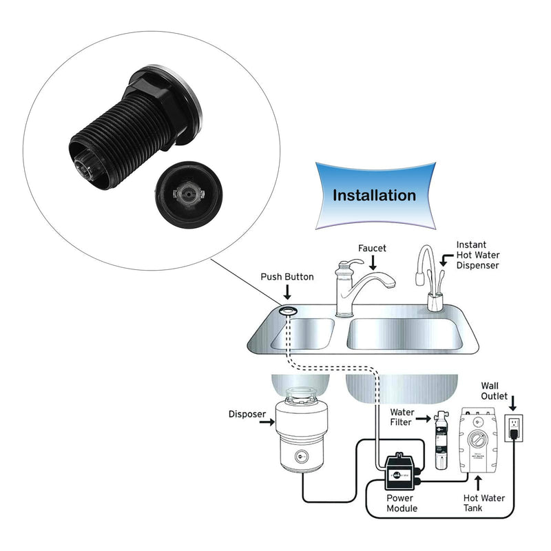 𝟐𝟎𝟐𝟑 𝙐𝗽𝒈𝒓𝒂𝒅𝒆𝒅 Sink Top Push Button with Air Hose Replacement, Air Switch Button for Garbage Disposal Air Actived Switch Sink Garbage Disposal Parts by Ketofa