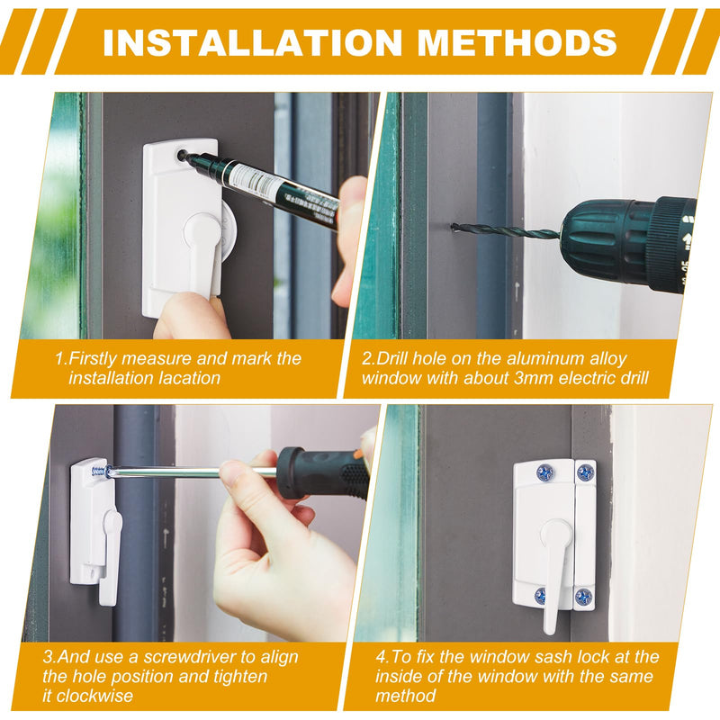 Qunclay 20 Pack Cam Action Window Sash Locks and Keeper, White Window Latch Security Lock Sliding Parts and Hardware for Double Hung, Vertical and Horizontal Sliding