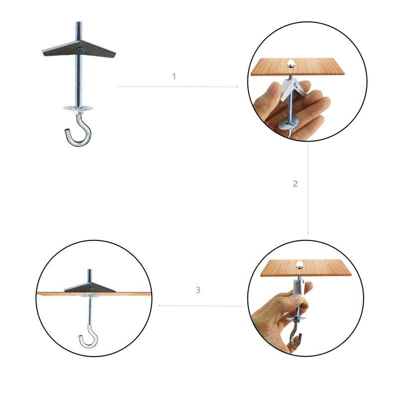 Alovexiong 4 Pack Carbon Steel Plasterboard Ceiling Hooks Spring Toggle Wing Bolts Hanger Wall Ceiling Installation Cavity Wall Fixing Anchors Ceiling Hook Heavy Duty Swag Hanging Plants 4pcs