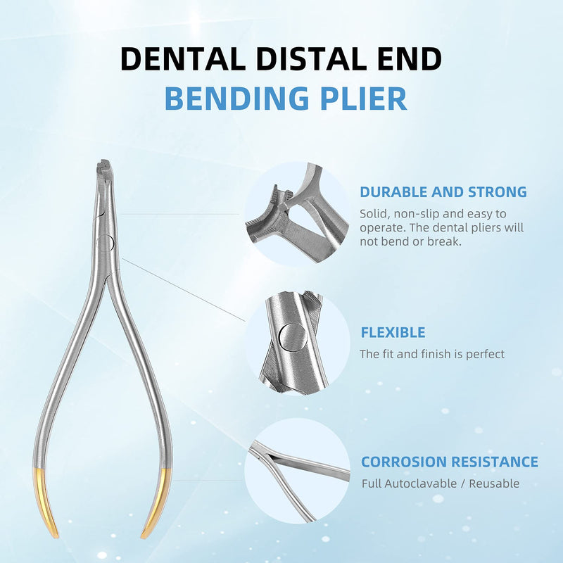 Dental Distal End Bending Plier Orthodontic NiTi Bender Forceps, Orthodontic Arch Wire Cinch Back Plier Hammerhead with Serrated for Dentist, Dental Students
