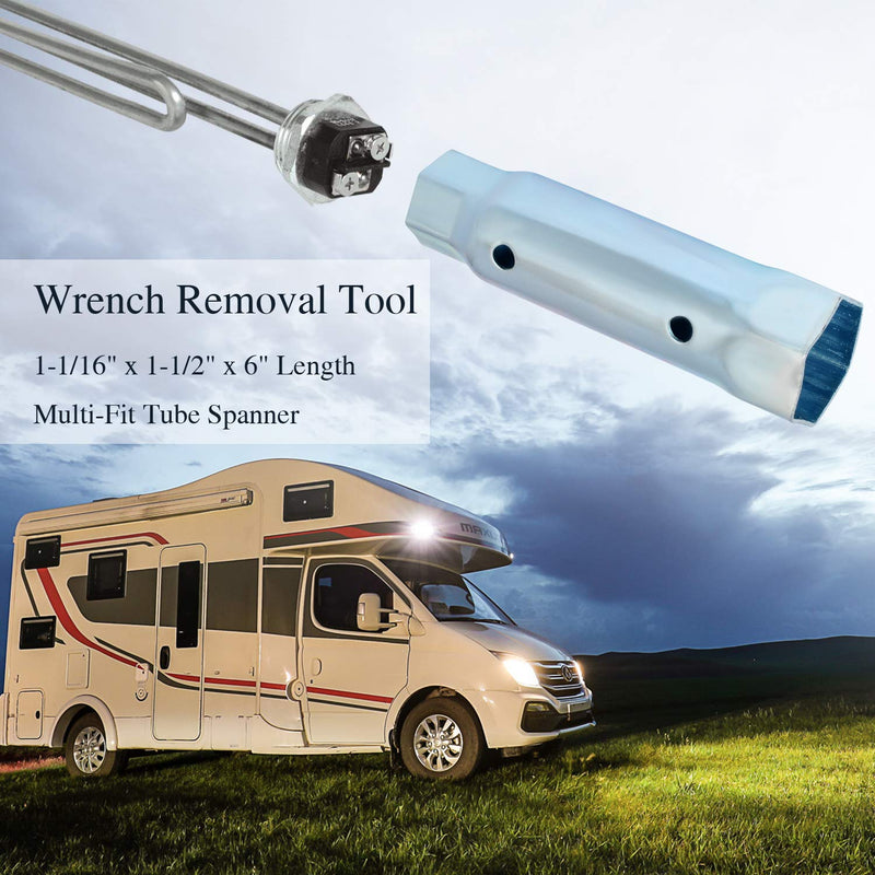 RV Water Heater Element Wrench, Dual Anode Rod Hex Wrench Socket Removal Tool 1-1/16 in x 1-1/2 in x 6 in