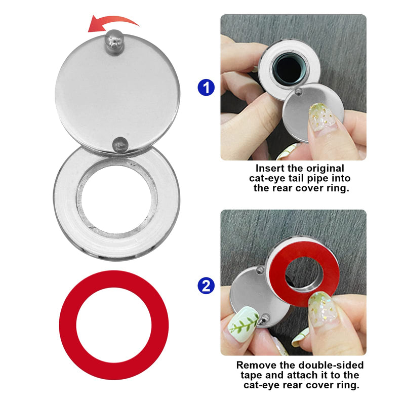 1 Set Peephole Cover, Peep Hole Covers for Peep Holes for Door Viewers, Home Security Peephole Protector Us House, Family, with Matching Self-Adhesive Installation Tools, Simple and Fast(Silver) Silver