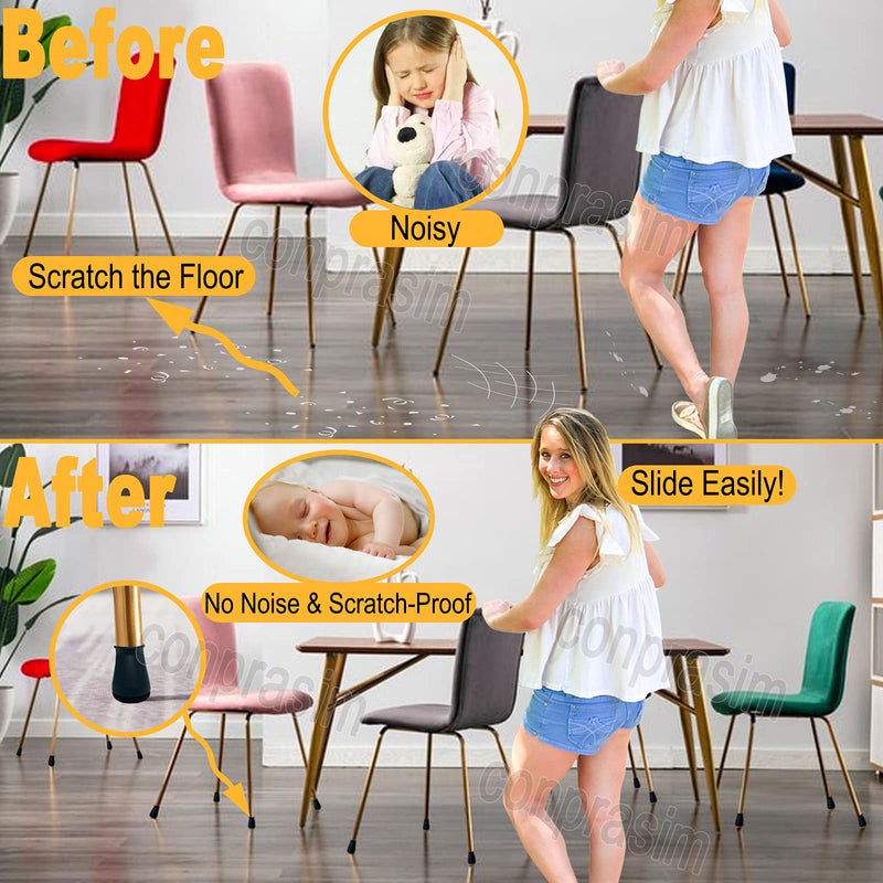 Extra Small Silicone Chair Leg Floor Protectors with Felt, FIT 0.5” to 1” Glide Chair Leg Caps Silicon Furniture Leg Feet Cover Bottom Slide Protect Hardwood Floors No Scratches No Noise 24 Pack Extra Small Fit: 0.5”to 1” 24pack-black - NewNest Australia