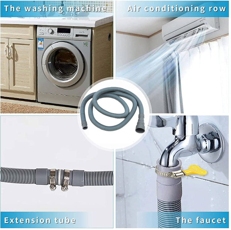 16.4ft Washing Machine Drain Hose, Universal Drain Hose Extension Kit for Washer, Dishwasher, Flexible Discharge Hose for LG/GE/Samsung, Fit up to 1-1/2 Inch Drain Outlets (16.4)