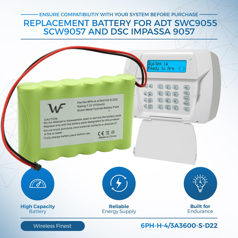 Replacement Battery+Tool for ADT DSC IMPASSA 9057 SCW9055 SCW9057 BH7236-SS 17000145 17000152 Wireless Home Security System Alarm Control Panel DSC 6PH-H-4/3A3600-S-D22, Fix Low Battery Power Issue