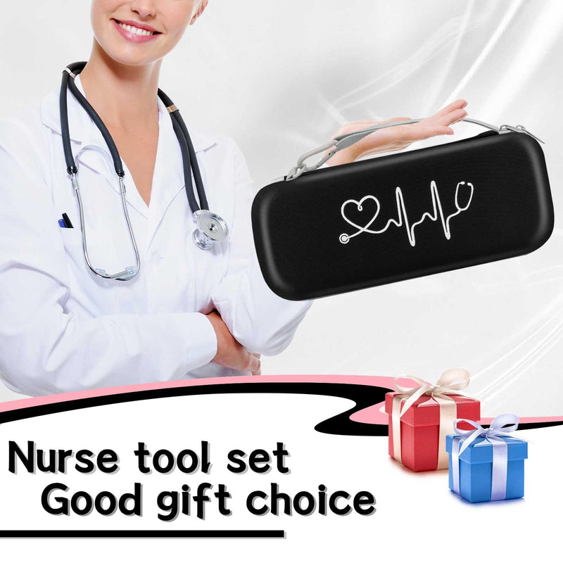 16 Pcs Stethoscope Case Kits, Stethoscope Case with Supplies Include 2 Pcs Rechargeable LED Pen Lights, Nurse Scissors, Nurse Pens, Bandage Wraps, Nurse Accessories, Perfect Nurse Gifts(Black) Black