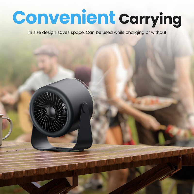 WSKEN Desk Fan with Battery Operated, Quiet Digital Display Portable Fan for Office, Bedroom, Kitchen, Home, Outdoor, 100 Speeds 115° Tilt Small Travel Camping Table Fan,Bluish Black Bluish Black