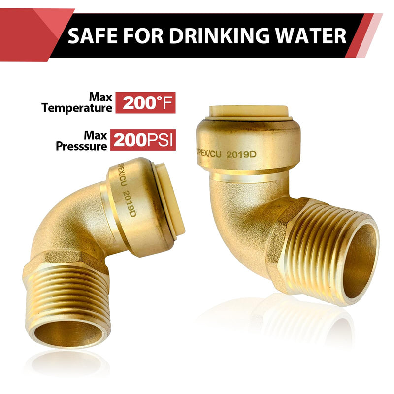 10Pcs EFIELD Push fit fittings 1/2" Male NPT Threaded Elbow(PF059-10) 1/2''x 1/2'' (Pack of 10)