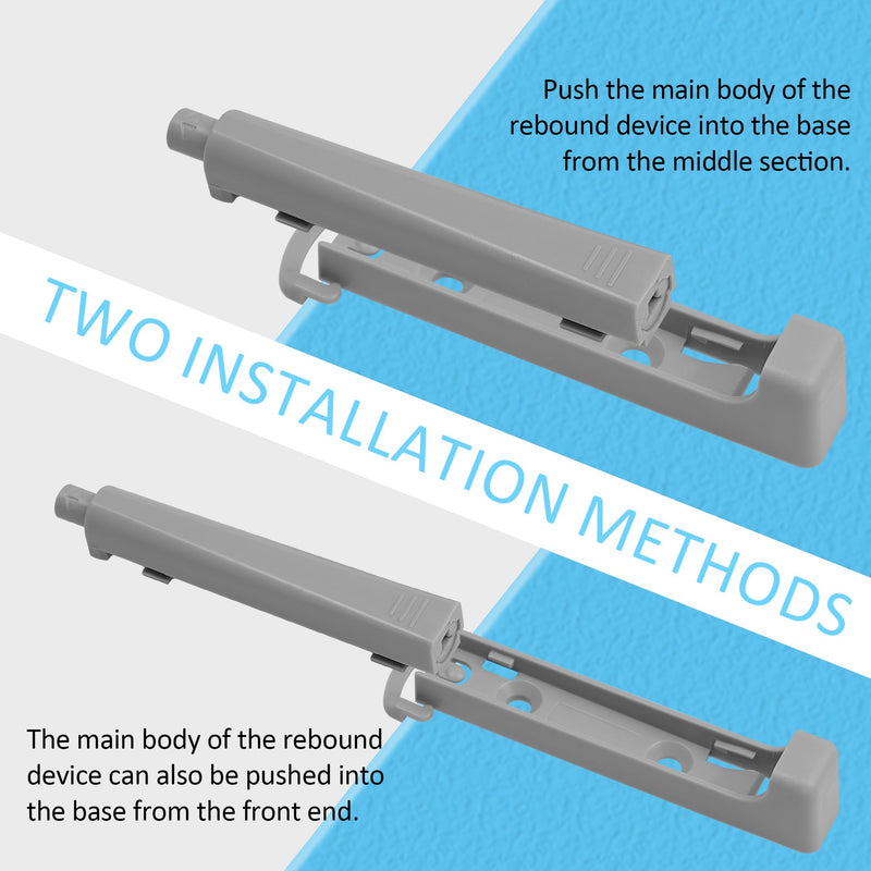 Push to Open Door Latch, 2 Pack Strong Spring Push Latch for Hidden Door Cabinet Pull Kitchen Drawer Catch,Pop Out Release Touch Push to Open Hardware Gray
