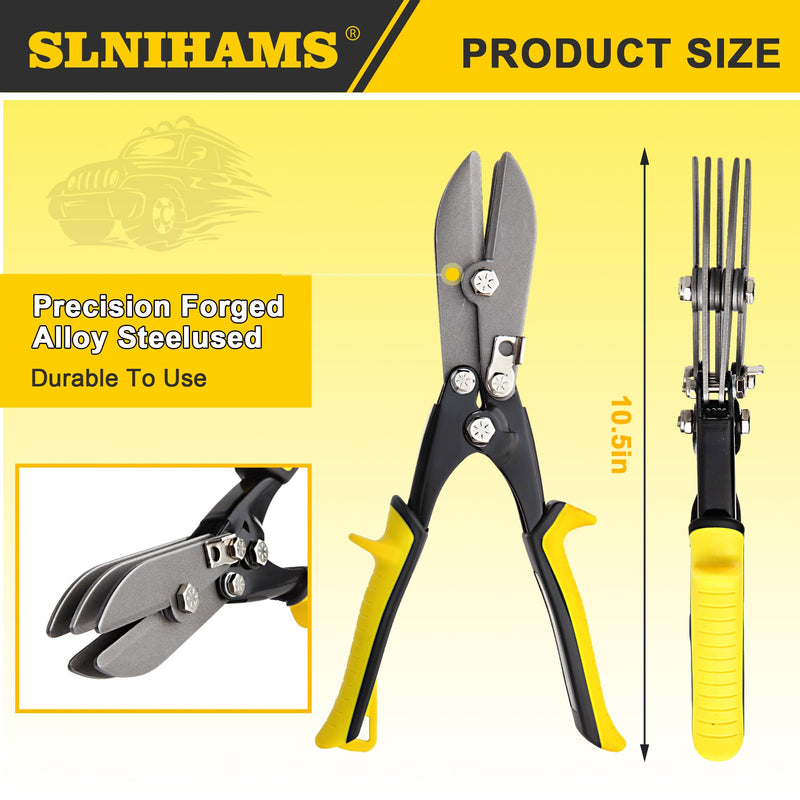 5-Blade Hand Crimper Sheet Metal Tools, Hvac Tool for 24-28 Gauge Duct Work Downspout and Stove Pipe, 10-1/2" Sheet Metal Crimper Gutter End Cap Duct Crimping Tool