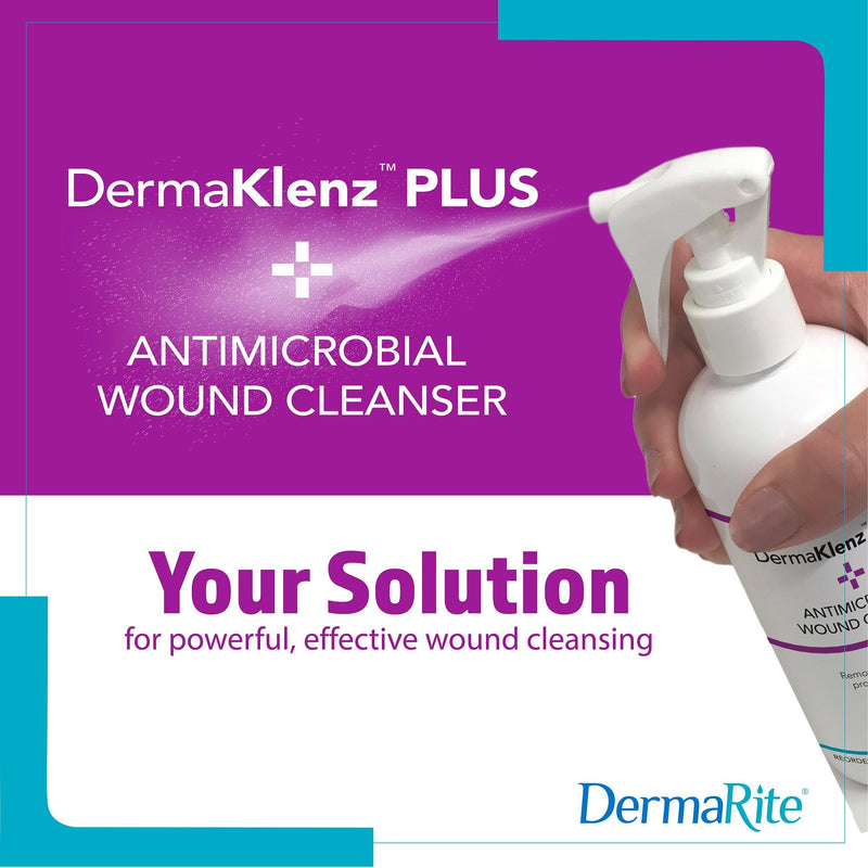 DermaRite's DermaKlenz PLUS Wound Cleanser - Rinse-Free Gentle Cleansing, Helps Clear Wound Debris, Promotes Healing with HOCL - Spray Bottle, 8 oz., 1 Count