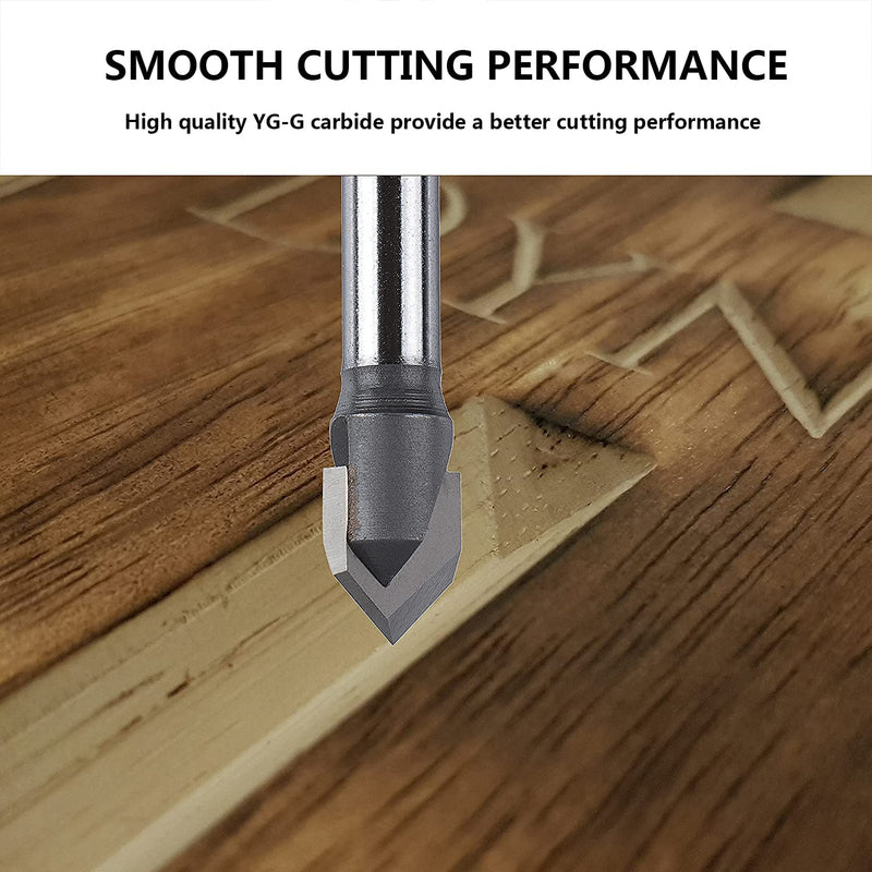 SpeTool Carbdie Tip V Groove CNC Engraving Bit Router Bit CNC Woodwork Tools 60 Deg 1/2 Inch Cutter with 1/4 Inch Shank 60°-D1/2"