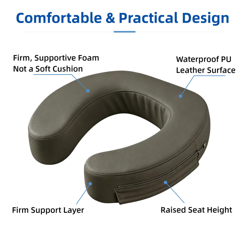 3-Inch Padded Raised Toilet Seat Cushion for Seniors | Firm High-Density Foam Toilet Seat Riser with Waterproof Cover, Fits Standard Toilets (Space Gray) Space Gray 3 inches