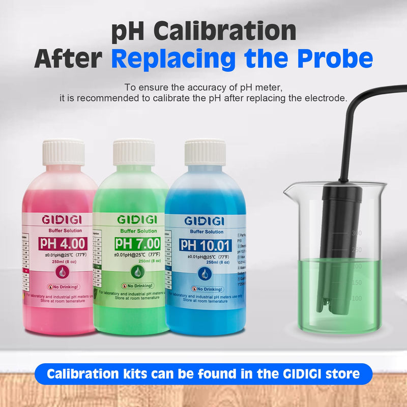 Replaceable Probe for 8 in 1 pH Monitor, Online pH EC Hydroponics Replacement Probe, Aquarium pH Monitor Replacement Probe