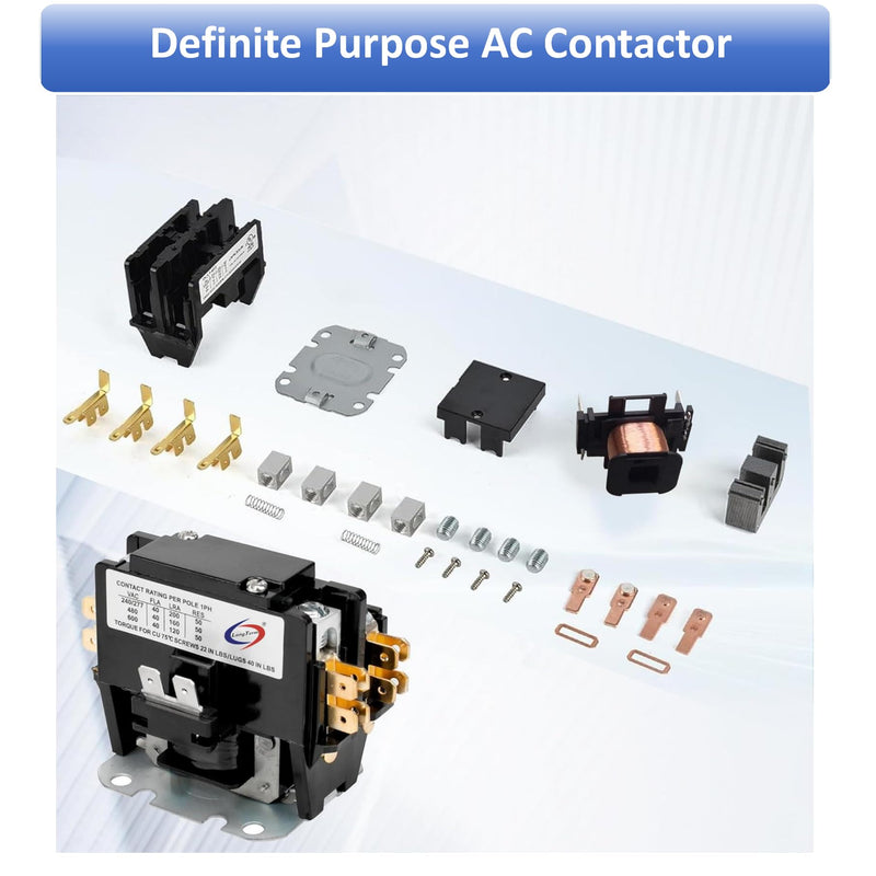 Long Term Heavy Duty 1 Poles 40 Amp 24V AC Compressor Contactor Air Conditioner Condenser AC Definite Purpose Contactor… 1P-40A-24V