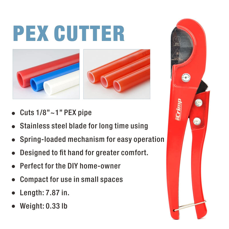 iCrimp PEX Clamp Cinch Tool for 3/8-inch to 1-inch Stainless Steel Clamps meet ASTM F2098 Standard with Pex Pipe Cutter Blue&red CRP0409