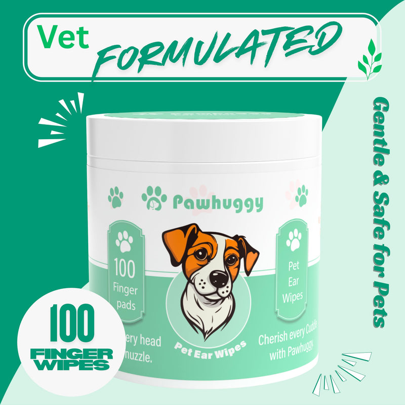 Pet Dental & Ear Cleaning Wipes Bundle for Dogs & Cats – 100 Finger Wipes Teeth Cleaning Toothpaste Alternative + Pet Ear Wipes for Dog Ear Infection Treatment, Wax Removal, Odor Control & Itch Relief