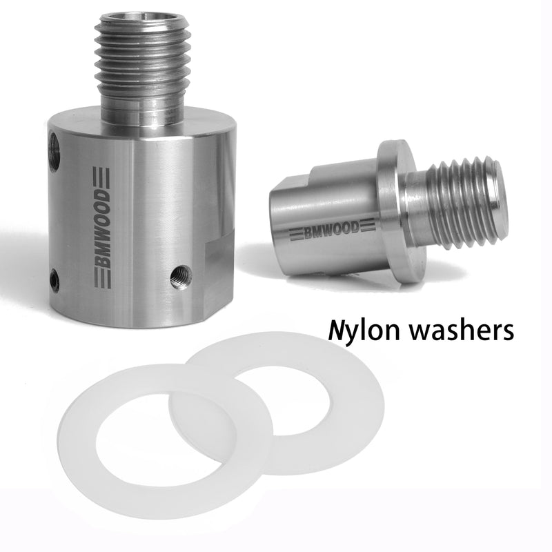 M33X3.5 Female to 1-1/4" x 8TPI Male Thread Adaptor, Woodworking Lathe Headstock Spindle Adaptor with Two Nylon Washers. M33X3.5 Female to 1-1/4" x 8TPI Male