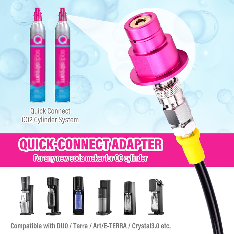 CO2 Quick Adapter with 60in High-pressure Hose, CO2 Quick-Connect Compatible with Duo/Terra/Art/E-Duo/E-Terra/Crystal 3.0/GAIA Soda Maker, CGA320 Valve for Large CO2 Tank