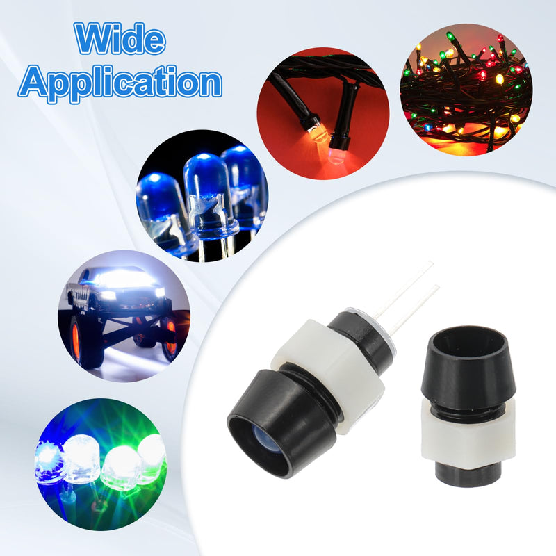 PATIKIL 5mm Emitting Diode Holder, 40 Pcs Plastic LED Holder Clip Mounting Bracket Socket Cap Nuts for Lamp Bulb Bezel Mount Panel LED Display, Black