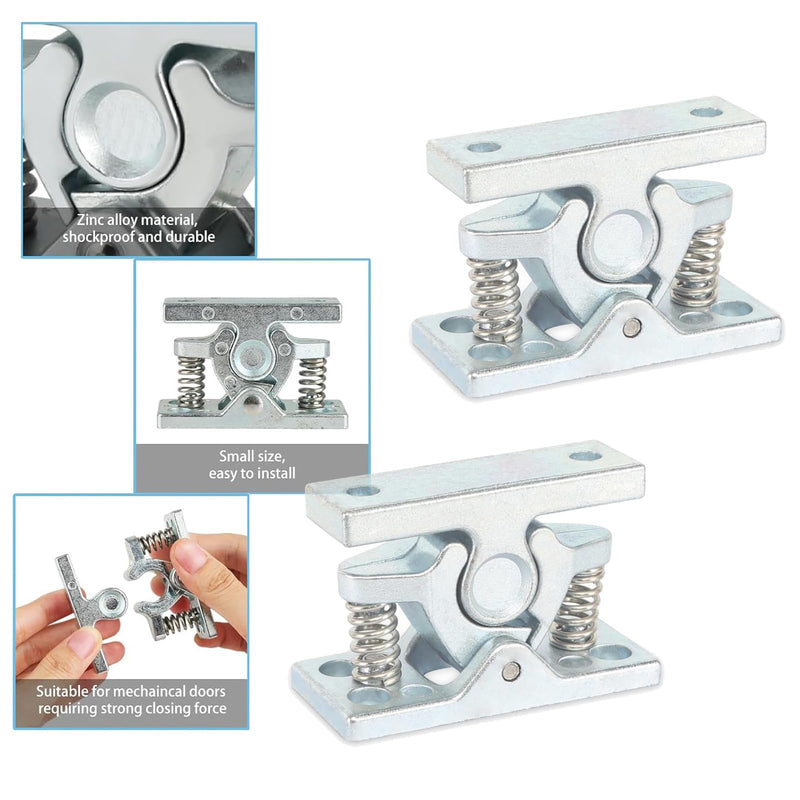 2 Pcs RV Door Catch Trailer Door Latch, Spring Loaded Door Easy Lock Stop Double Roller Catch Double Roller Buckle Zinc Alloy for Garden Bedroom Living Room Boat Door Garage