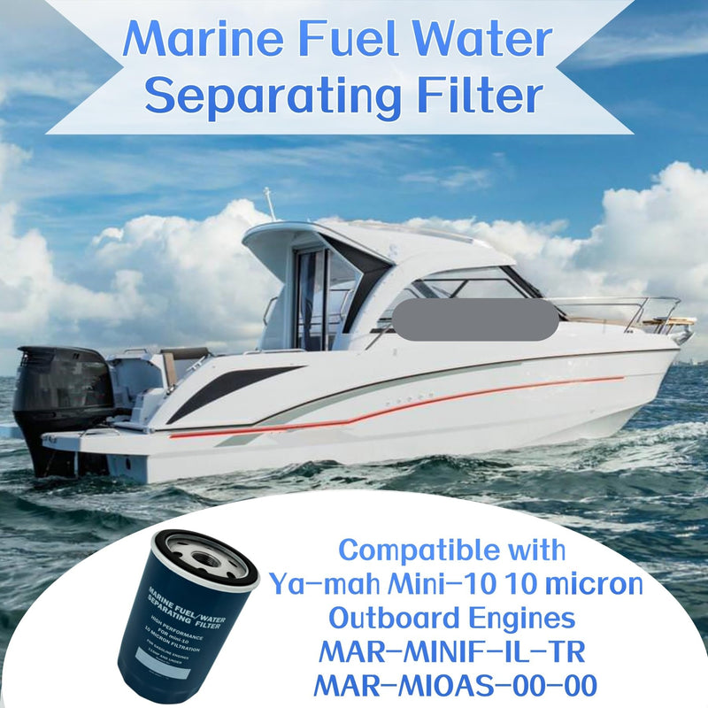 Marine Fuel Water Separating Filter Si-era 18-7865 Compatible with Ya-mah Mini-10 10 micron Outboard Engines MAR-MINIF-IL-TR MAR-MIOAS-00-00 -2 pack