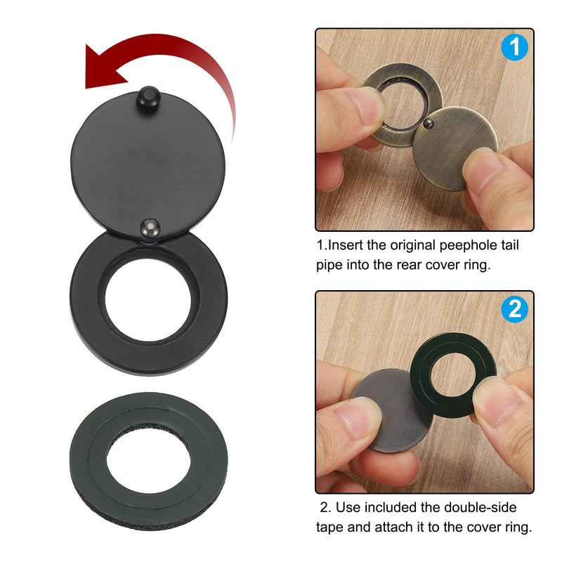 PATIKIL 5/8" Peephole Cover,Rotating Door Viewer Peephole Privacy Cover with Self-Adhesive Tool for Home Security Apartment Hotel,Matt Black 5/8" Matt Black