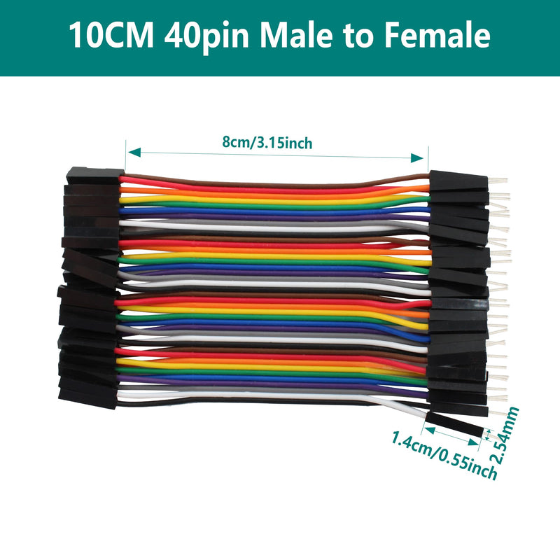 40pcs 10cm Dupont Wire Male to Female 40pin Breadboard Jumper Wires Multi-Color Ribbon Cable Line Connector 40pin(M/F)